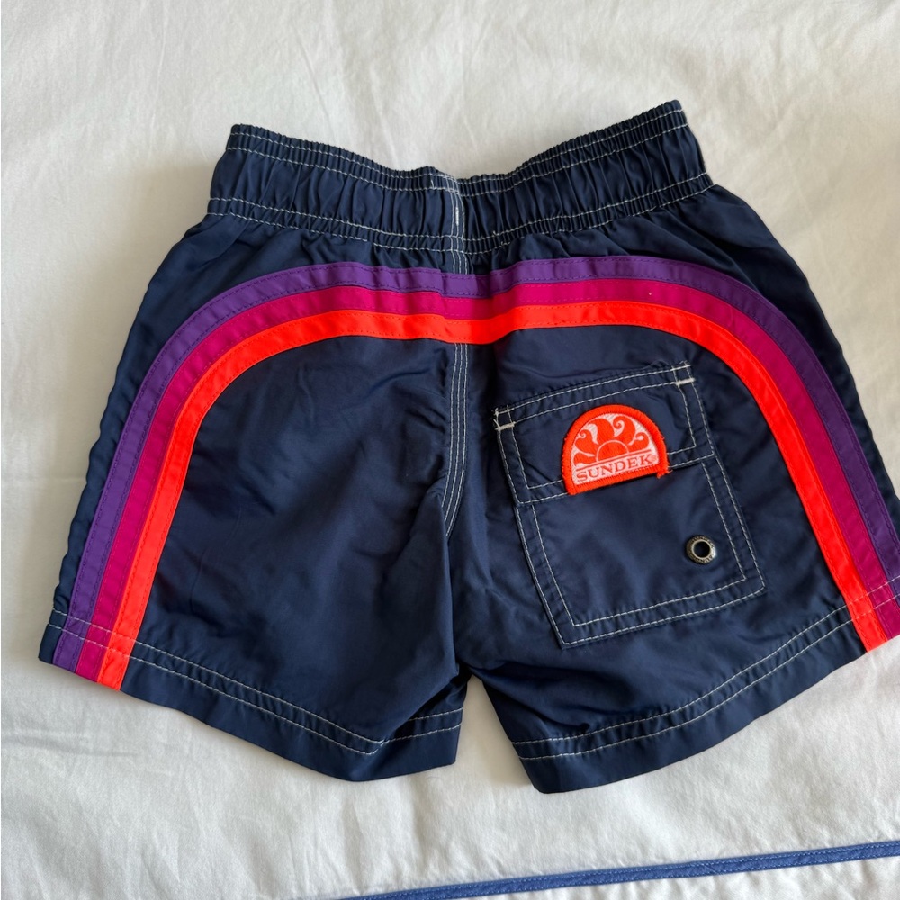 Sundek Navy Kids Swim Trunks with White Accents